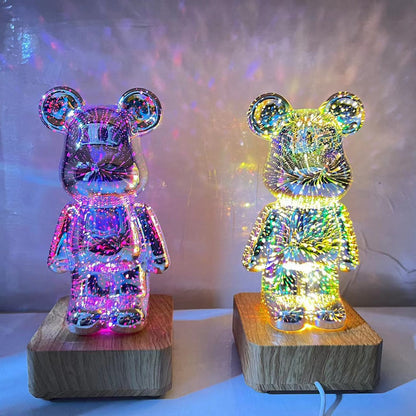 3D Fireworks Bear Lamp USB Led Night Light