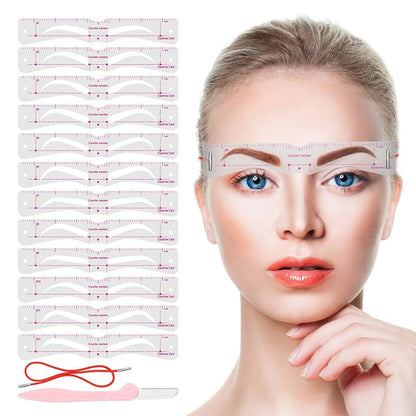 12Pcs/set Reusable Eyebrow Stencils Eye Brow Drawing Guide